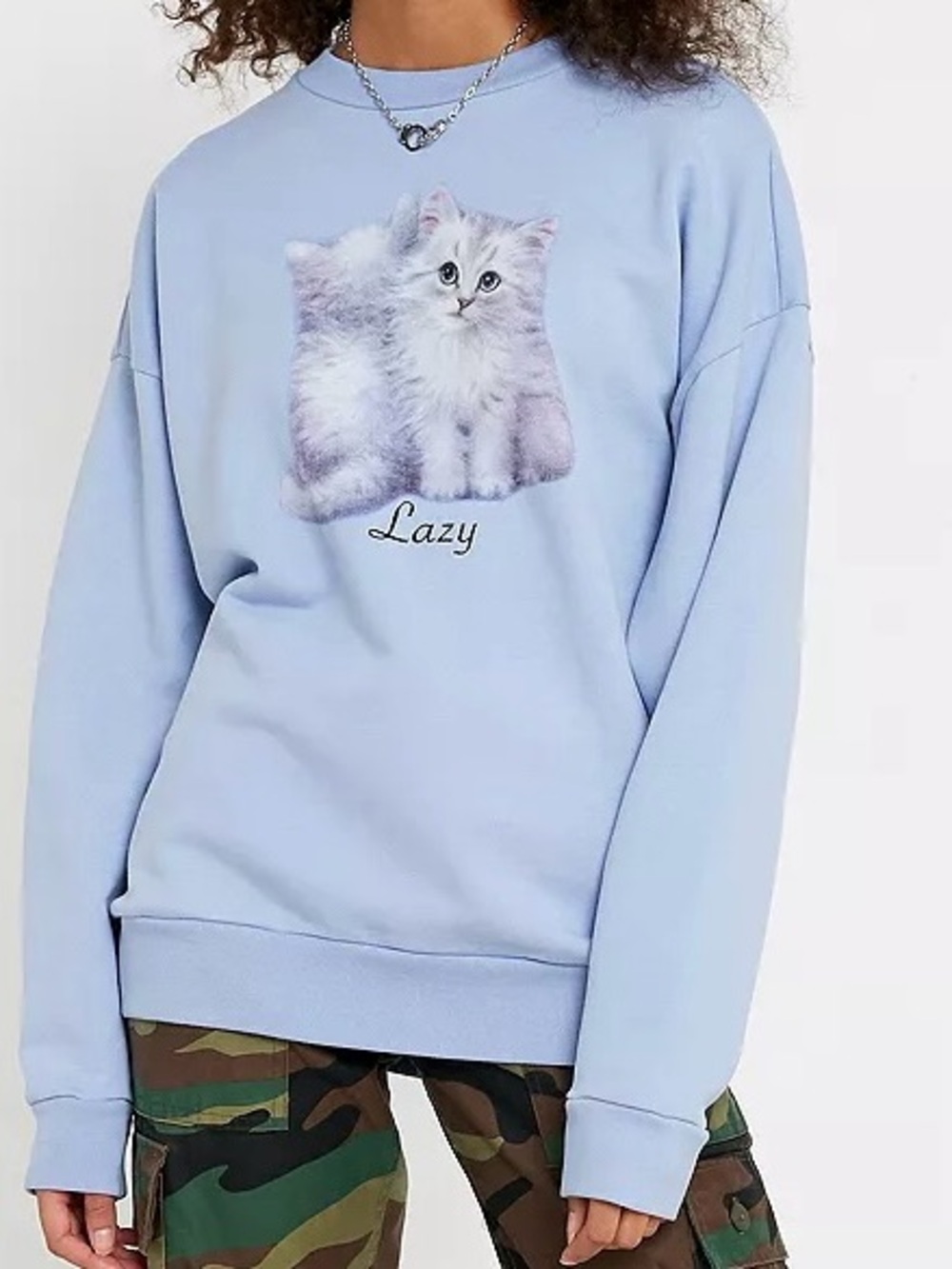 Lazy Oaf Kitten Sweatshirt Light Blue
